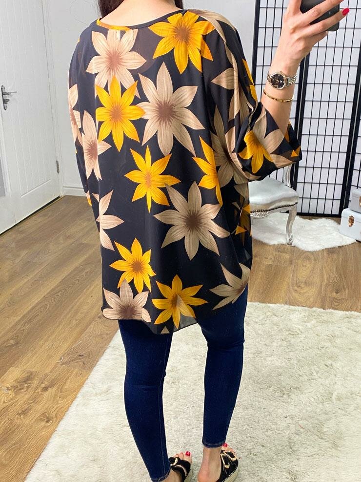 Lolita Sunflower Print Oversized Top