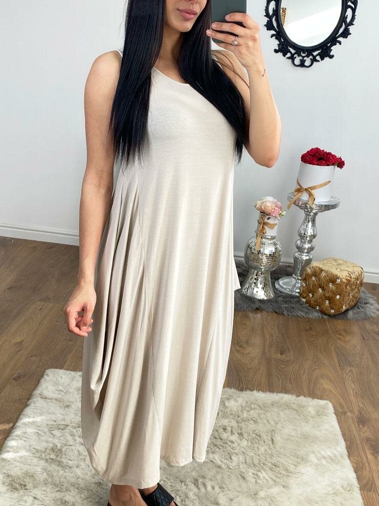Luanna Oversized Drape Side Sleevless Jersey Dress