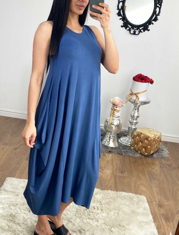 Luanna Oversized Drape Side Sleevless Jersey Dress