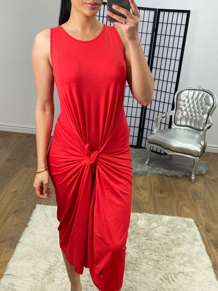 Luanna Oversized Drape Side Sleevless Jersey Dress