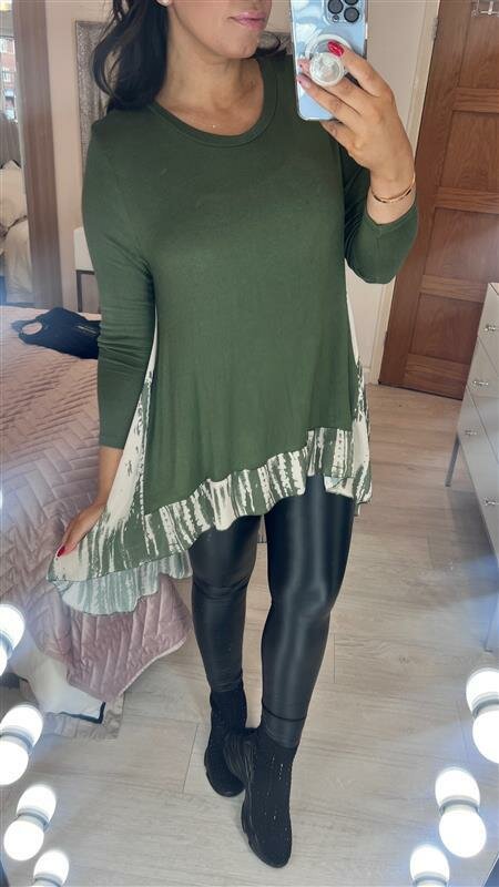 Lyra Abstract Print Chiffon Back Detailed Dipped Hem Top