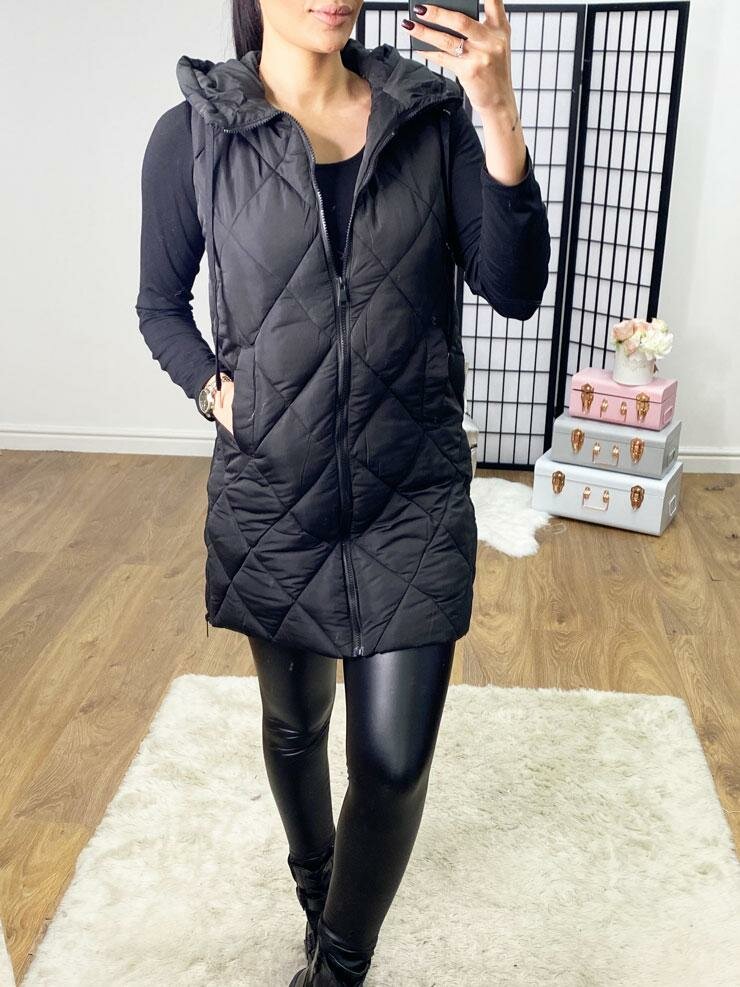 Marine Quilted Lightweight Hooded Gilet