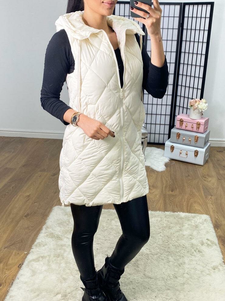 Marine Quilted Lightweight Hooded Gilet