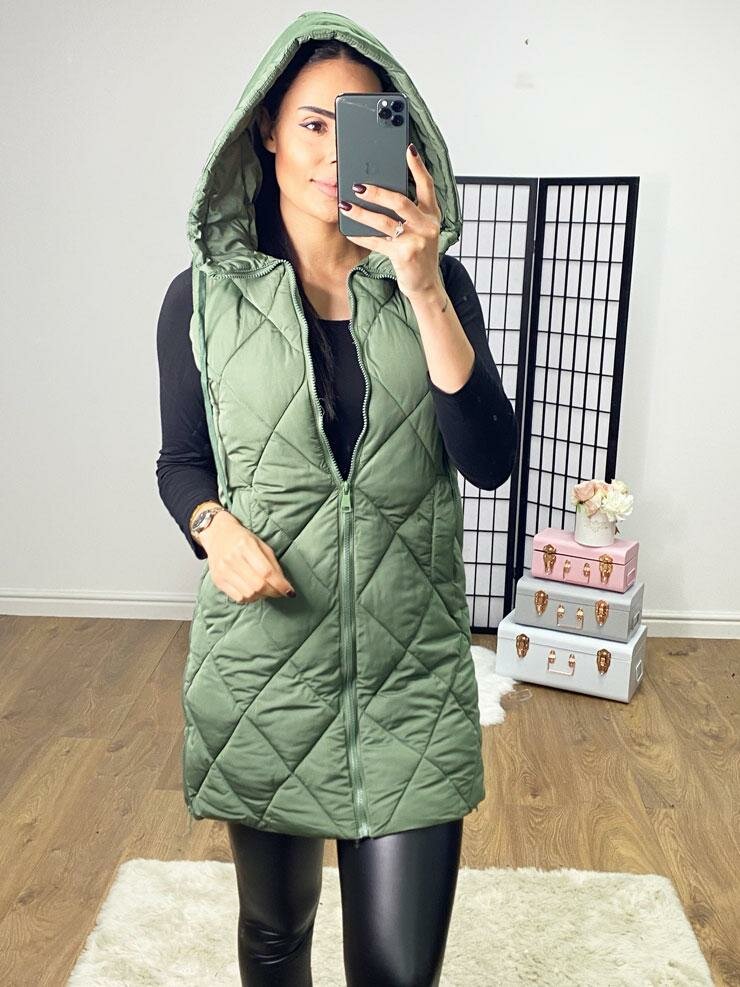Marine Quilted Lightweight Hooded Gilet