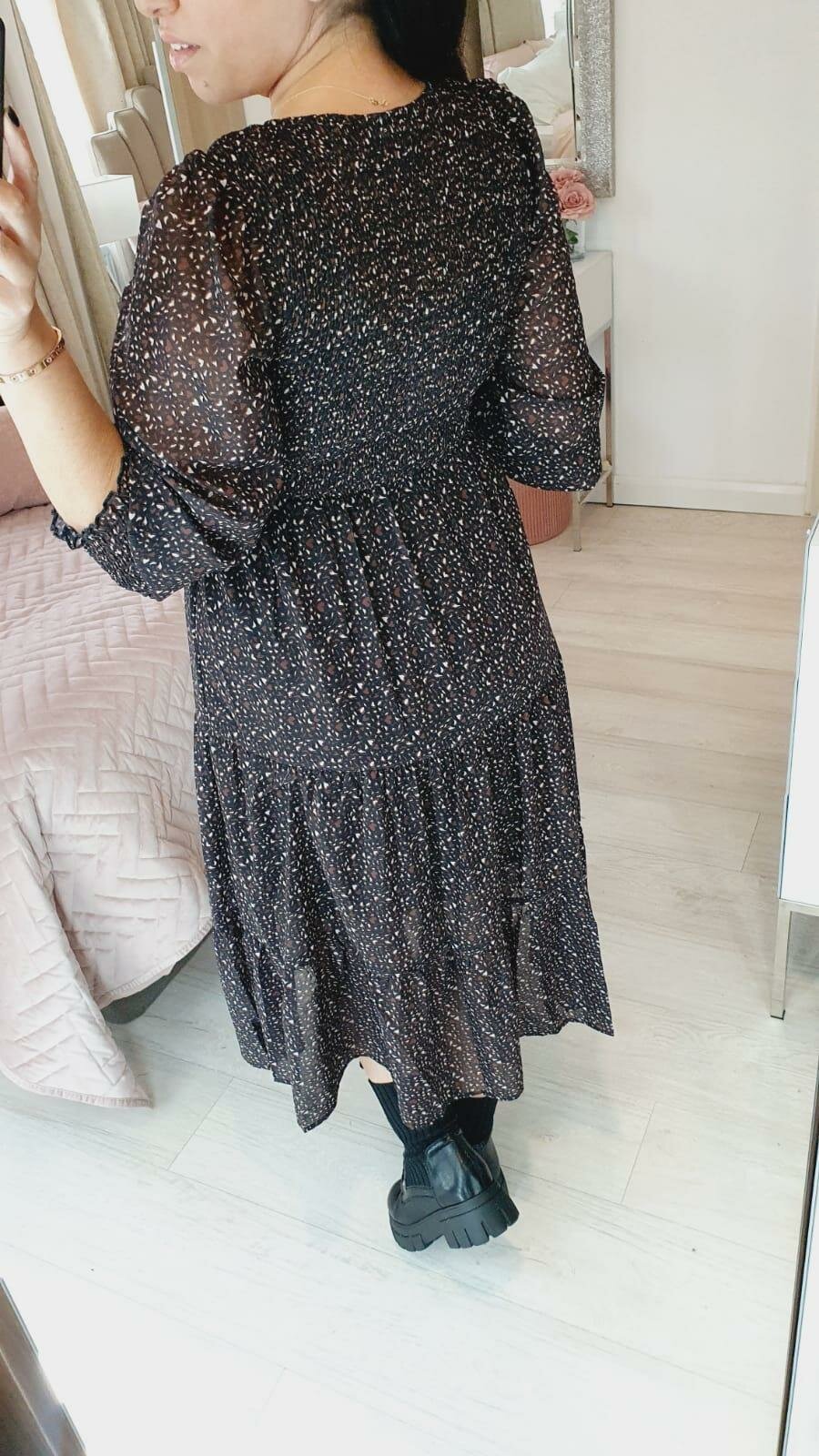 Marlie Heart Print Elasticated Tiered Midi Dress