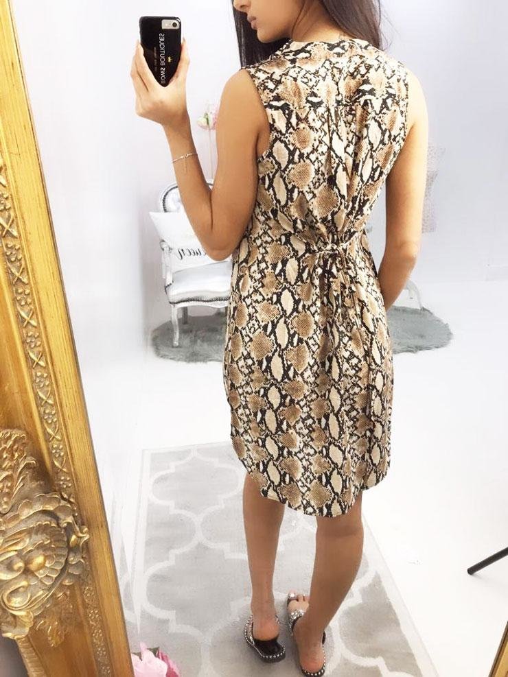 Marlin Snake Print Sleeveless V-neck Dress