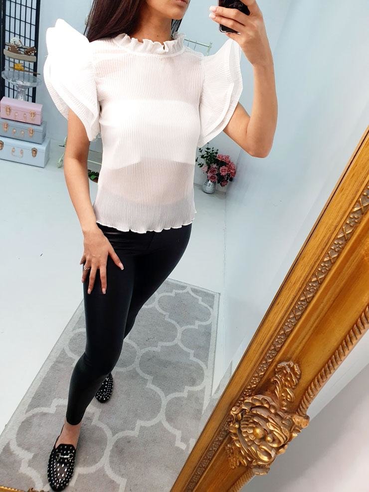 Marther Pleated Frill Sleeve Blouse
