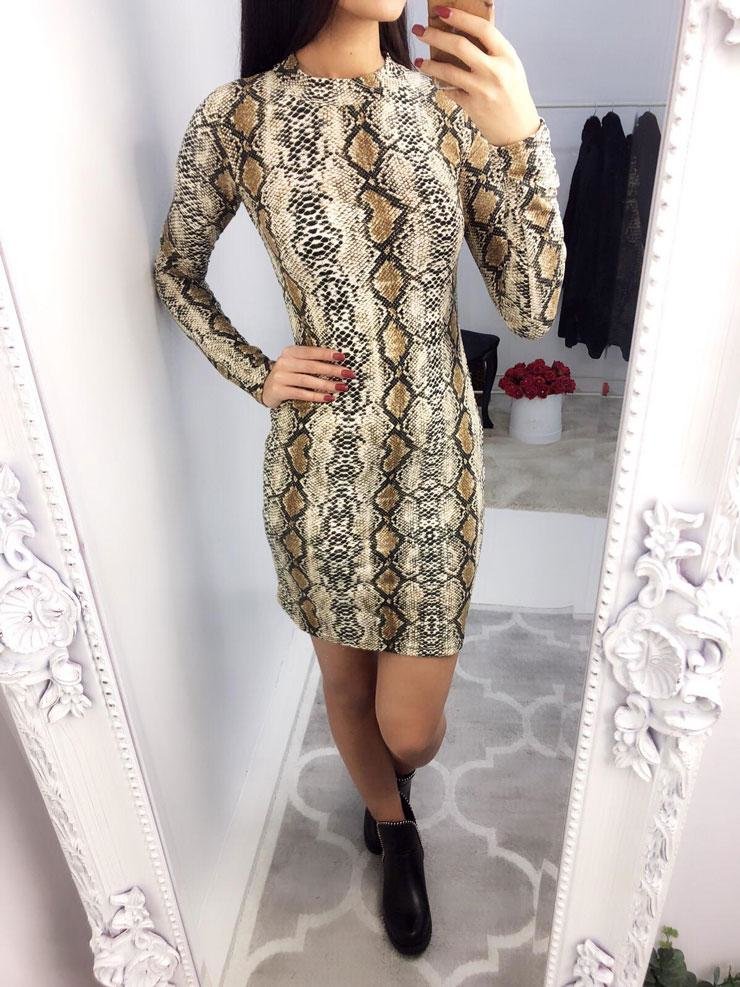 Meladie Fitted Snake Print Party Dress
