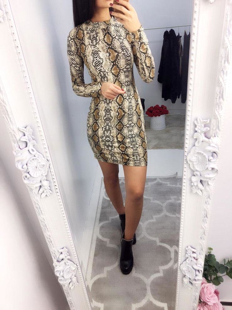 Meladie Fitted Snake Print Party Dress