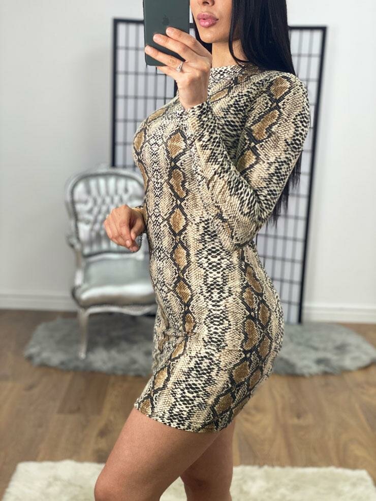 Meladie Fitted Snake Print Party Dress