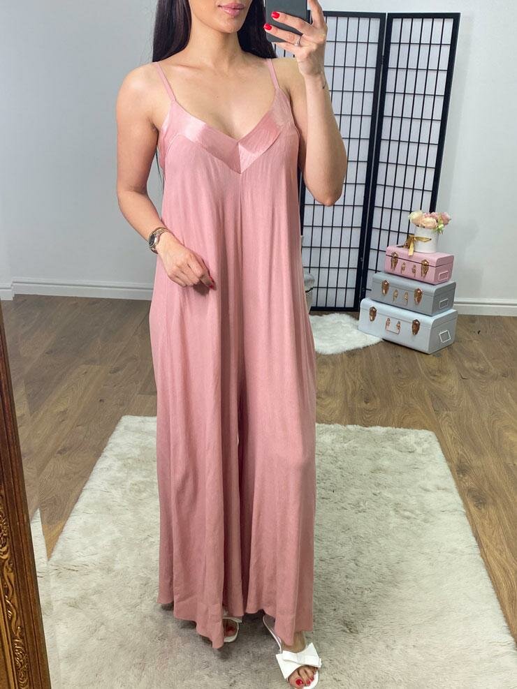 Melis Satin Edge Wide Leg Jumpsuit