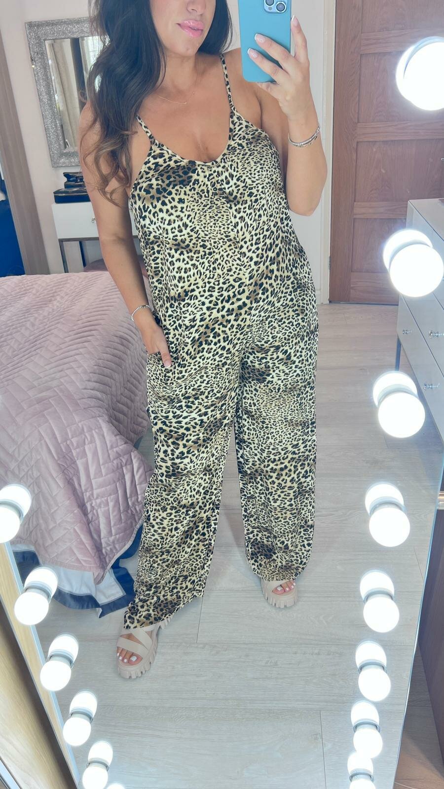 Melissa Leopard Print Cami Wide Leg Jumpsuit