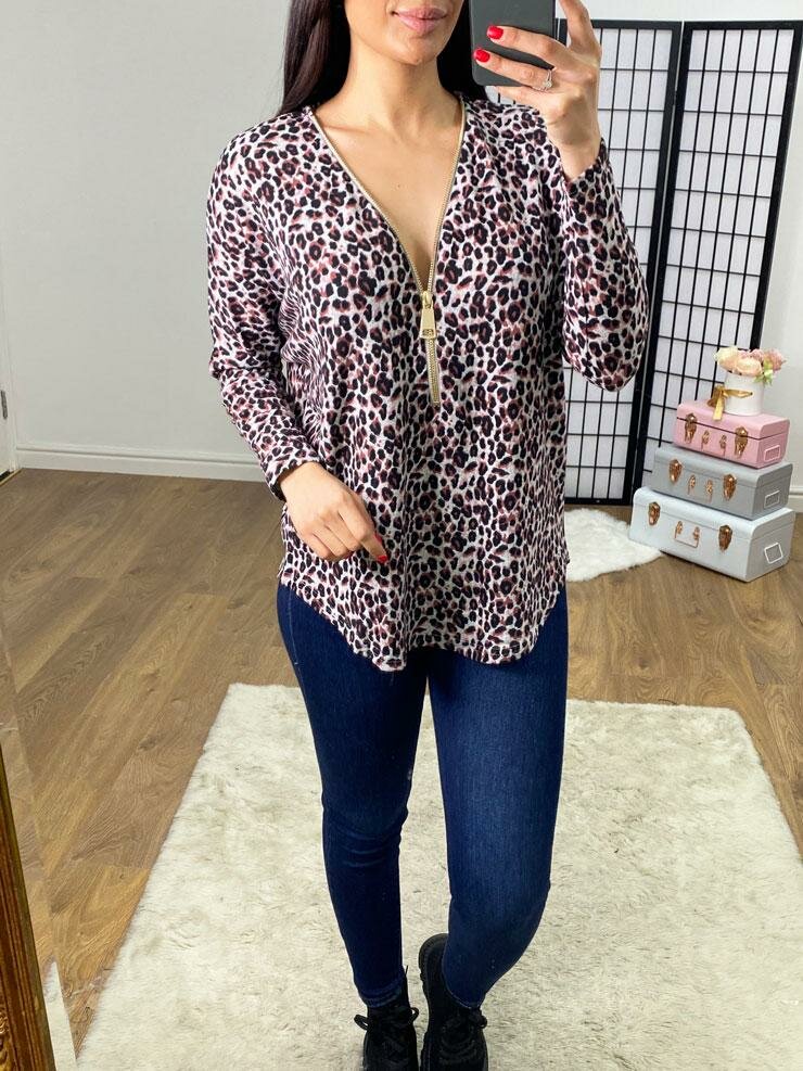 Merida Fuchsia Leopard Print Zip Detail Batwir Merida