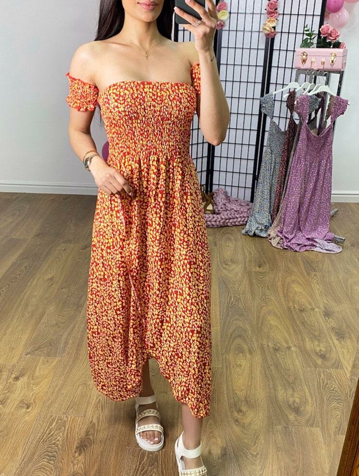 Merrin Ditsy Floral Bardot Dress