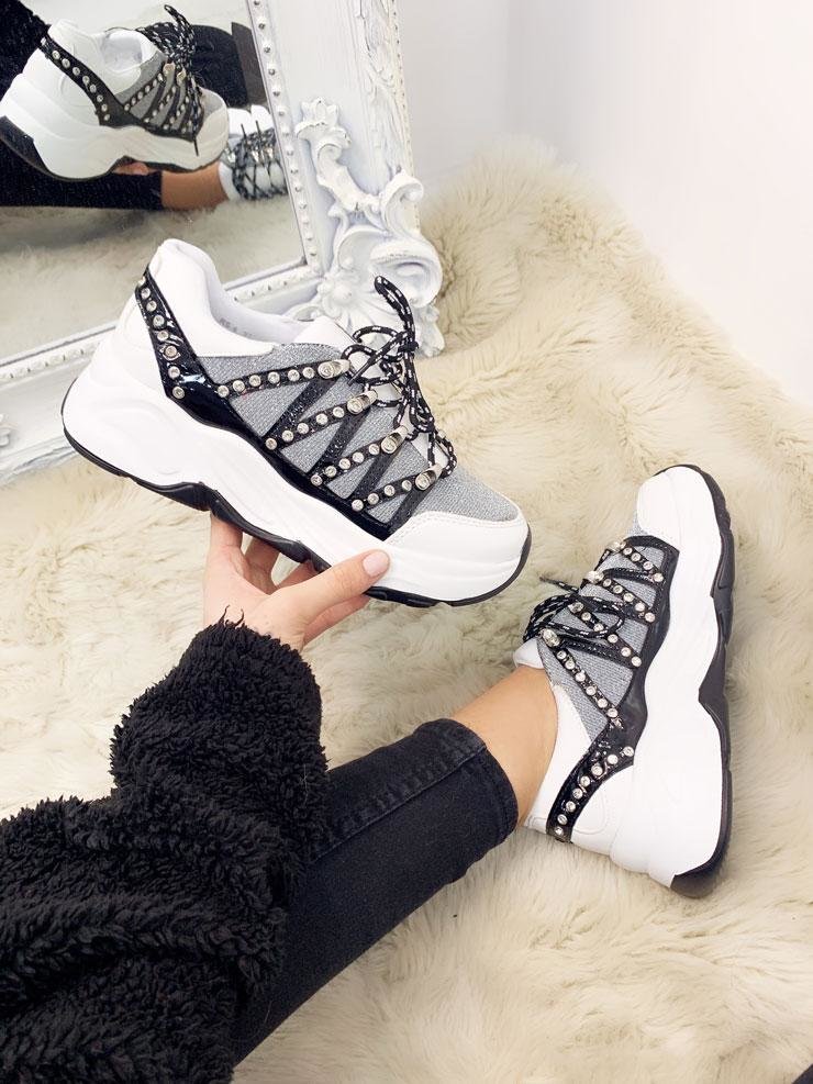 Monrose Studded Jewelled Zig Zag Detailed Chunky Trainers