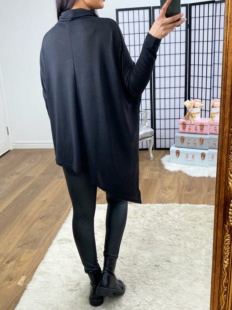 Moritz Oversized Animal Print Strap Detailed Roll Neck Thin Knit