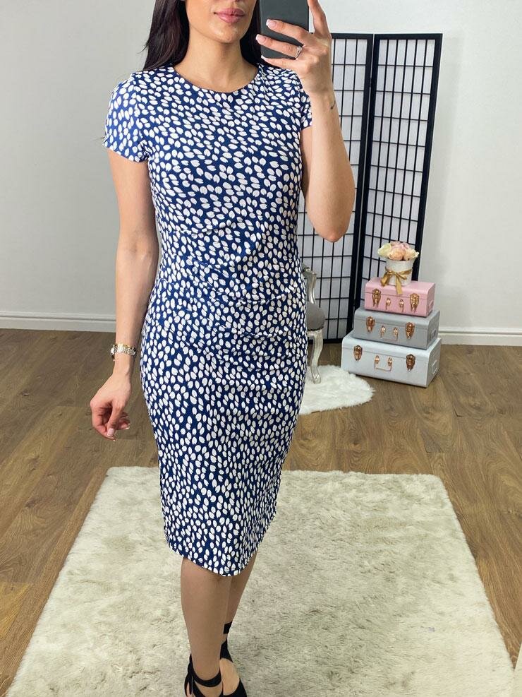 Naomina Blue Textured Shift Dress