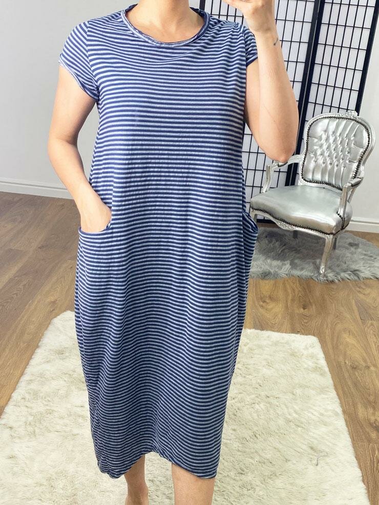 Ashanti Stripe Midi Pocket Dress