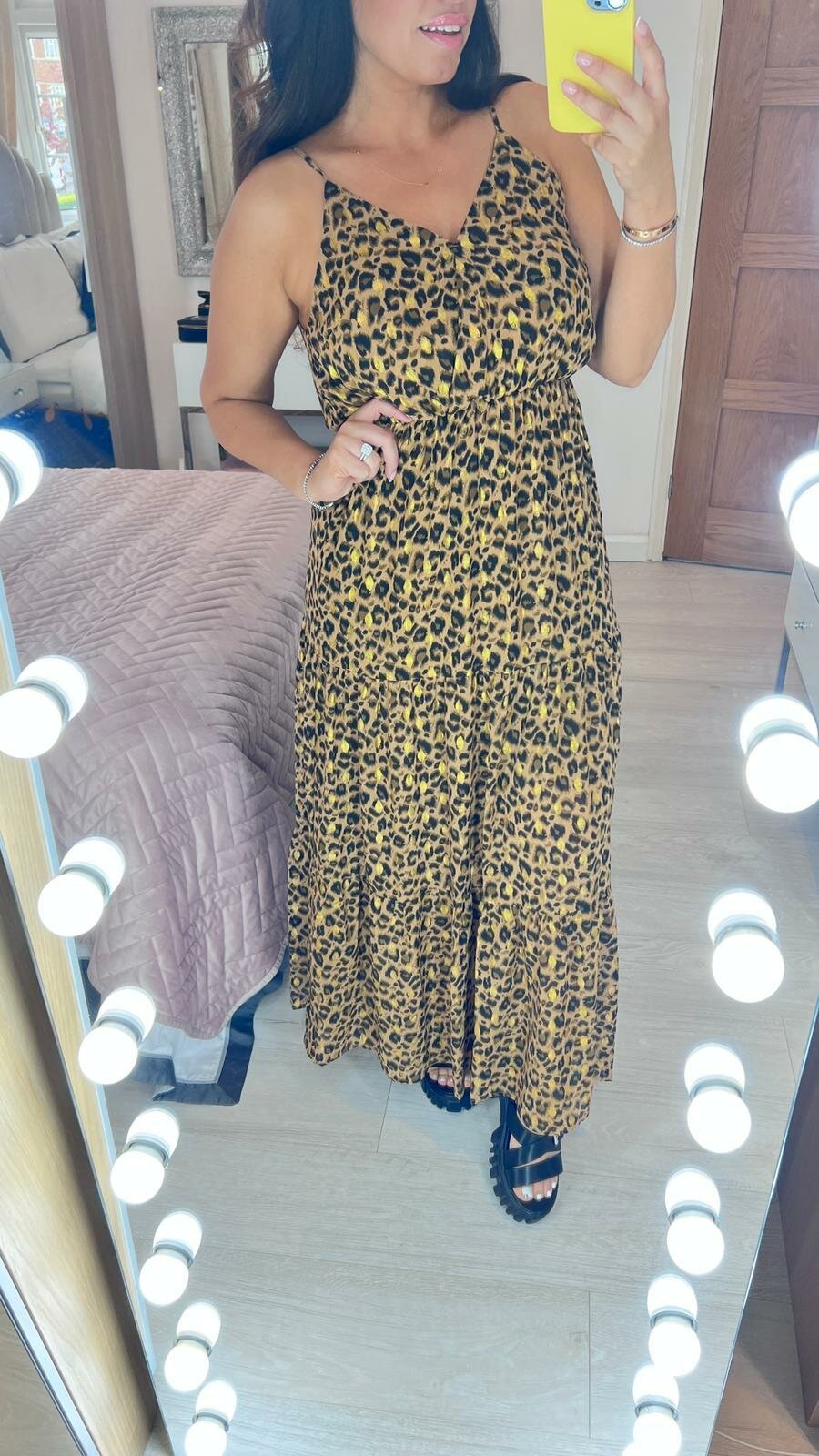 Neyo Tiered Hem Leopard Print Maxi Dress