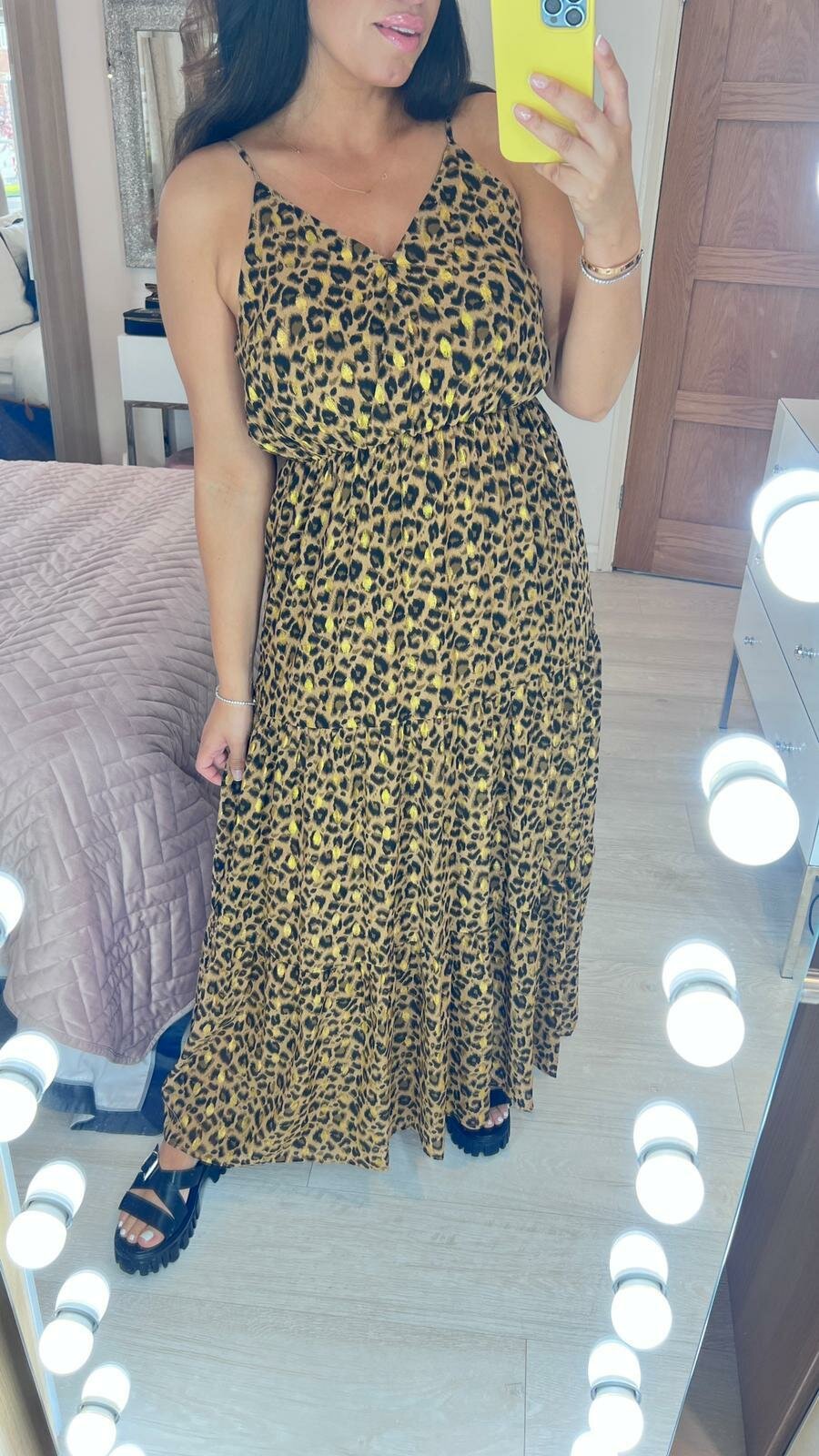 Neyo Tiered Hem Leopard Print Maxi Dress