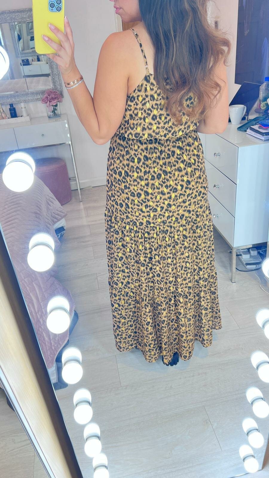 Neyo Tiered Hem Leopard Print Maxi Dress