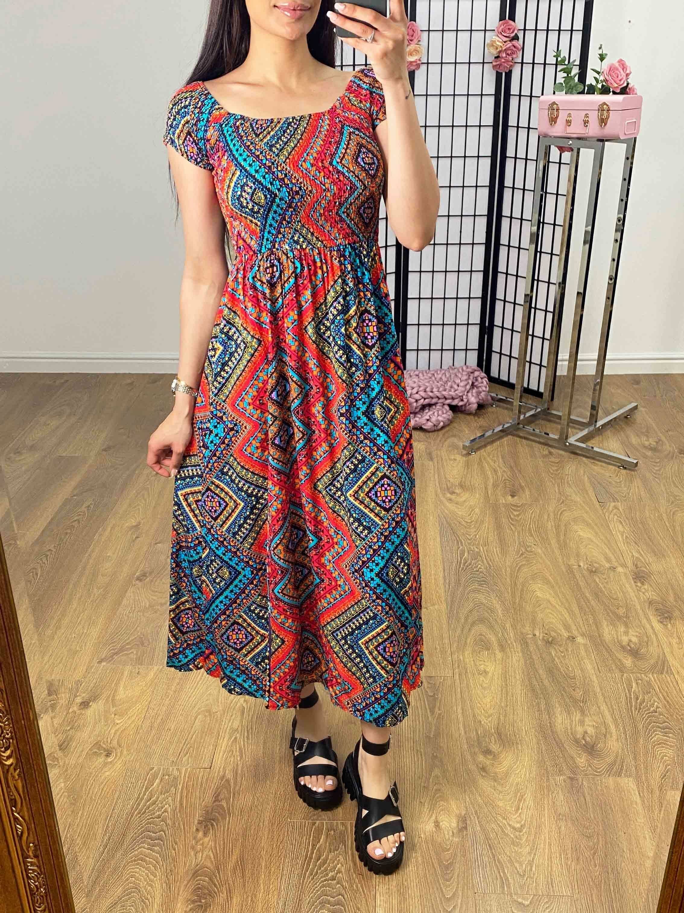 Octarna Graphic Print Split Front Dress