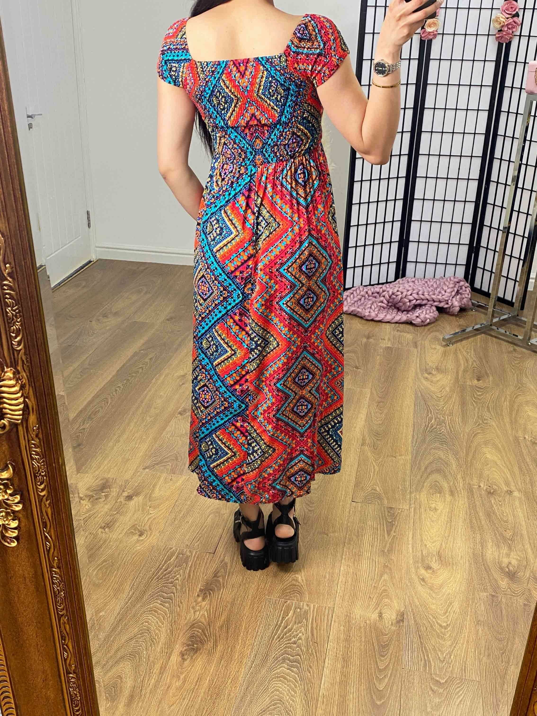 Octarna Graphic Print Split Front Dress