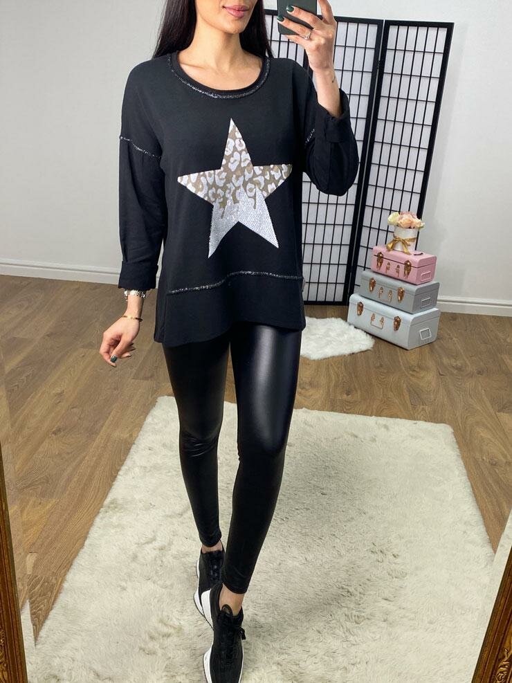 Opium Leopard Diamante Star Front Sweatshirt
