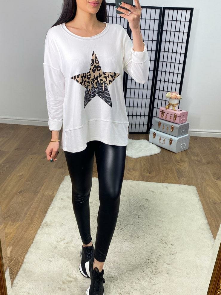 Opium Leopard Diamante Star Front Sweatshirt