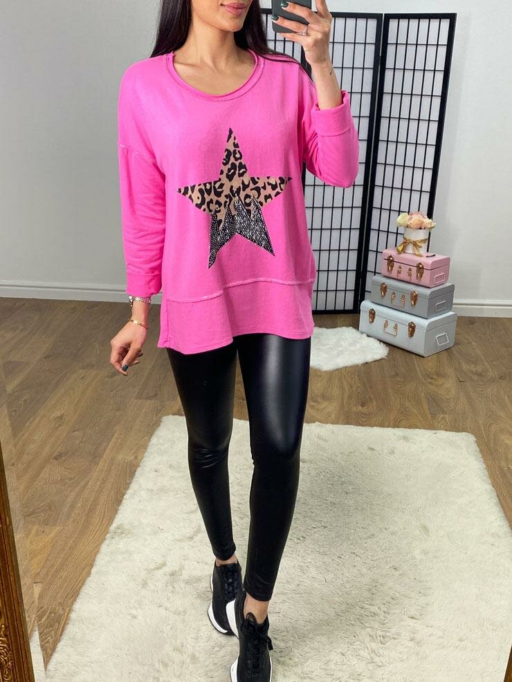 Opium Leopard Diamante Star Front Sweatshirt