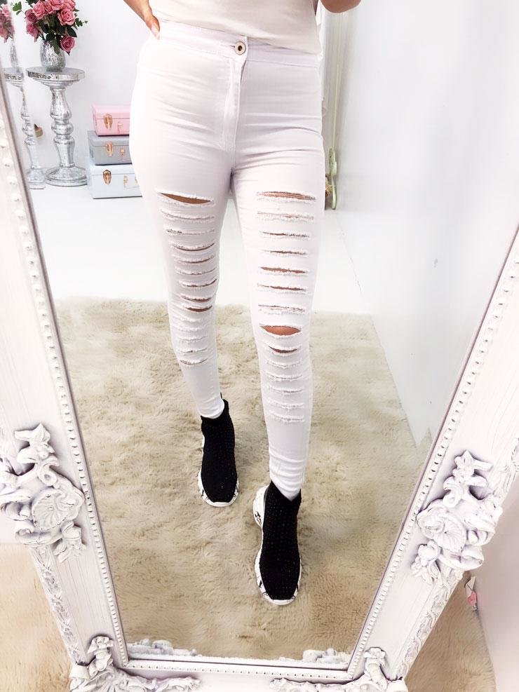 Ornella Ripped High Waisted Skinny Jeans
