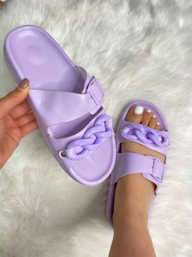 Pacey Chain Detailed Double Strap Slider