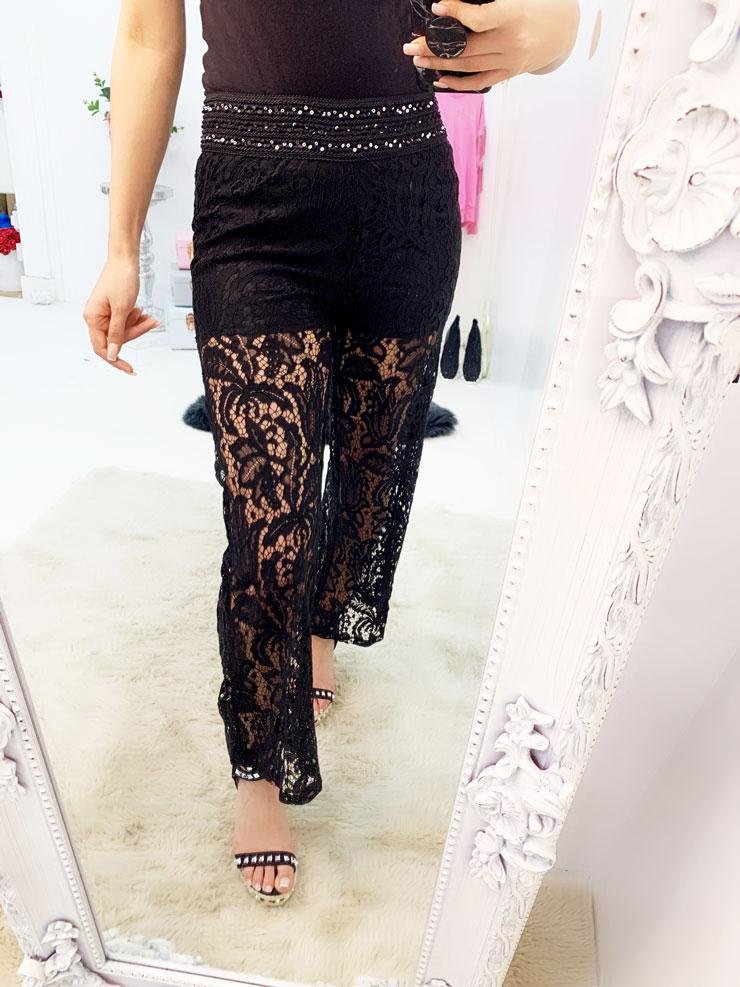 Panita Crochet Flared Sequin Detailed Trousers