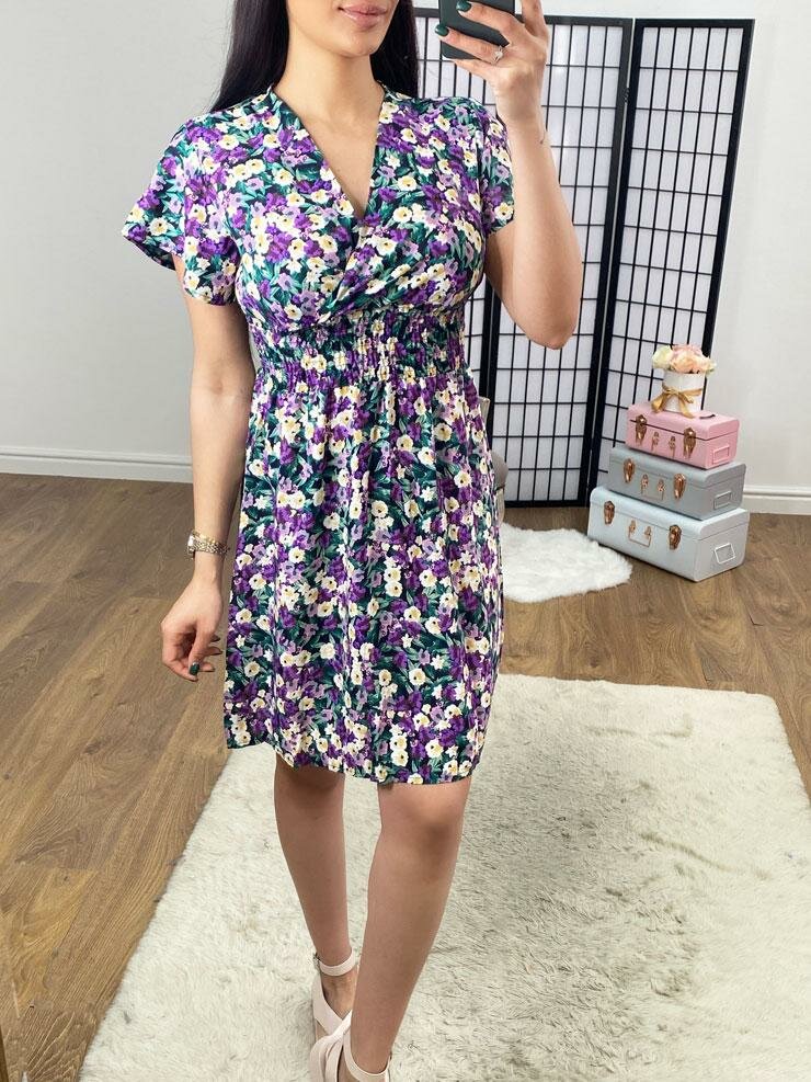 Pannie V Neck Floral Print Dress
