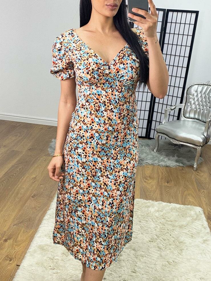 Parrell Puff Sleeve Multi Swing Dress