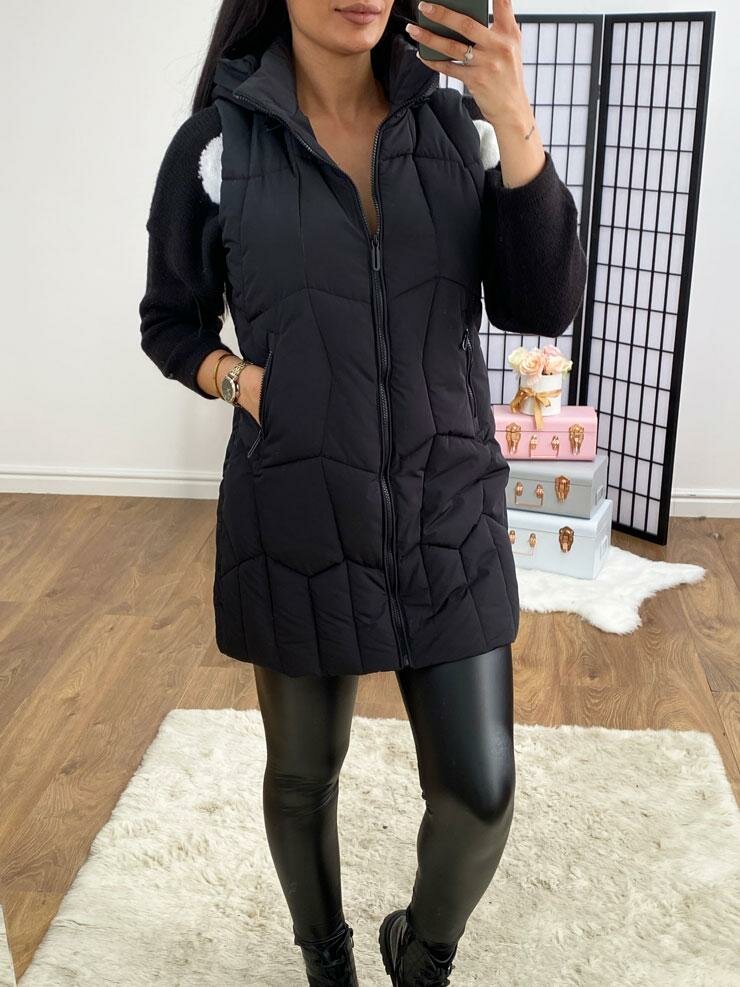 Perley Padded Black Light Weight Hooded Gilet