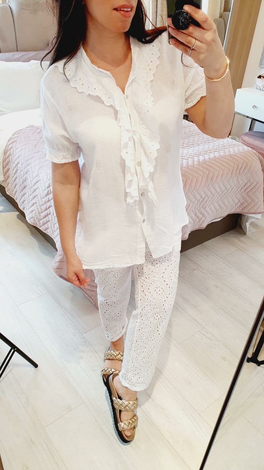 Dawson Ruffle Crochet Detailed Loose Fit Blouse