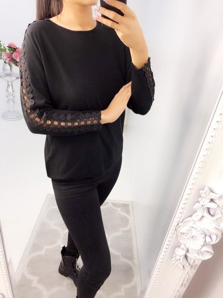 Praise Crochet Studded Arm Batwing Knit Jumper