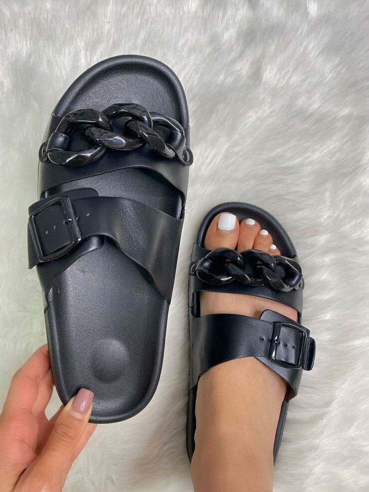 Pacey Chain Detailed Double Strap Slider