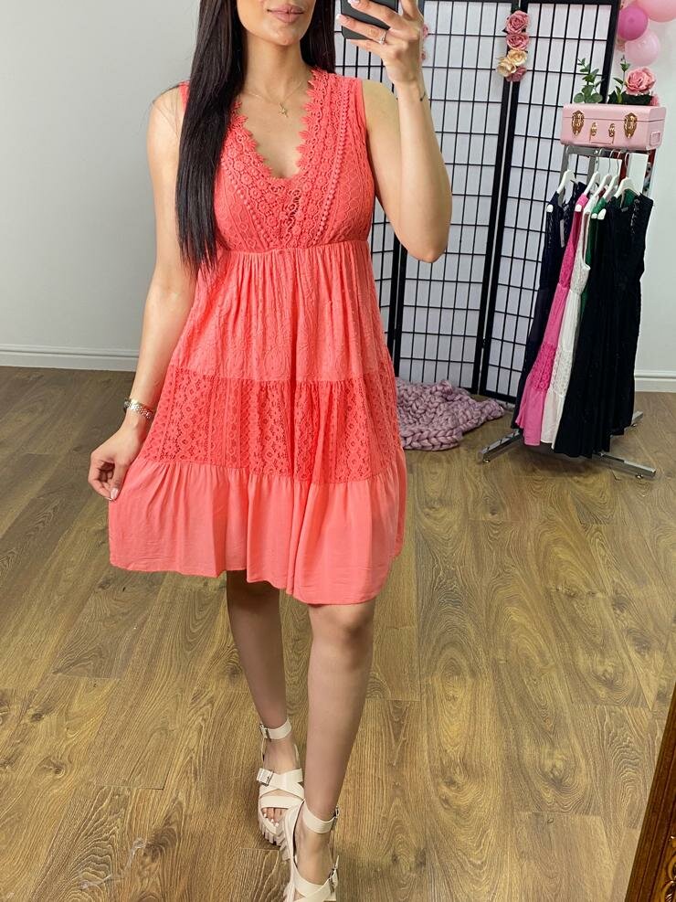 Quentin Lace Panel Crochet Detail Dress