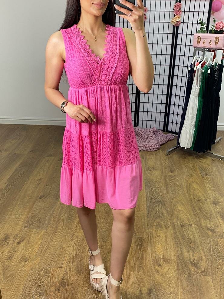 Quentin Lace Panel Crochet Detail Dress