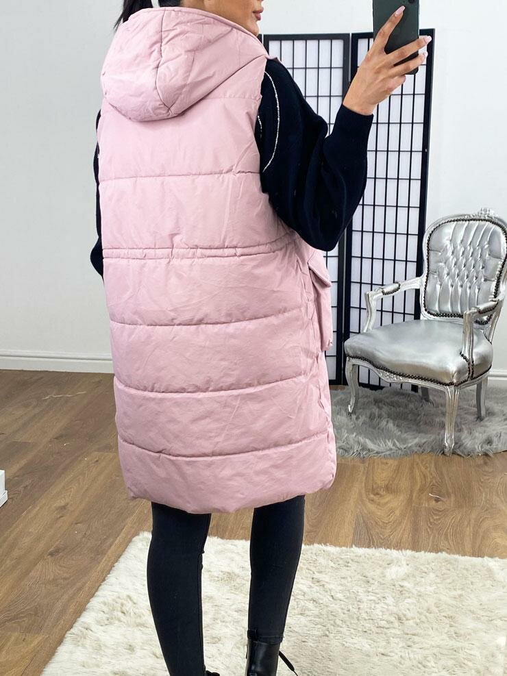 Rachel Padded Pocket Detailed Hooded Long Gilet