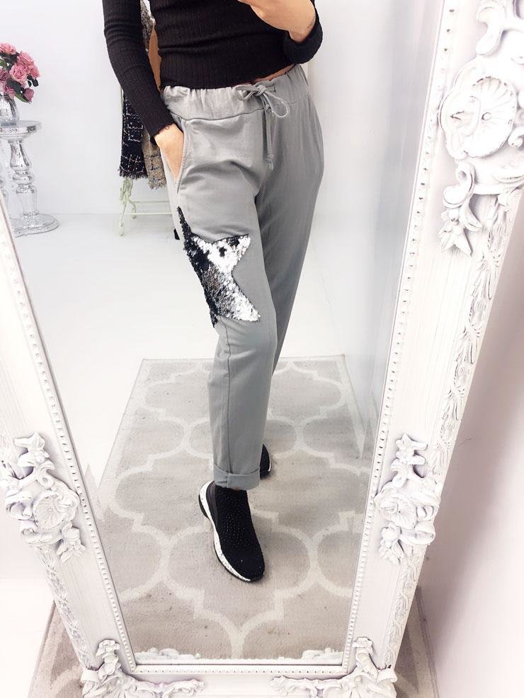 Rainy Sequin Star Print Joggers