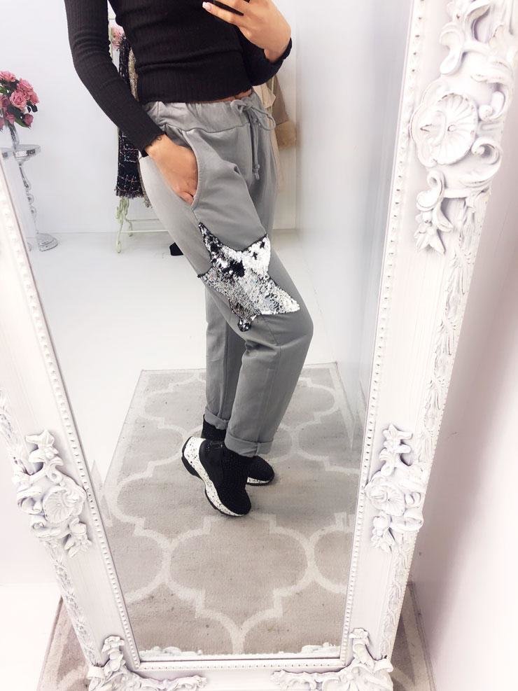 Rainy Sequin Star Print Joggers