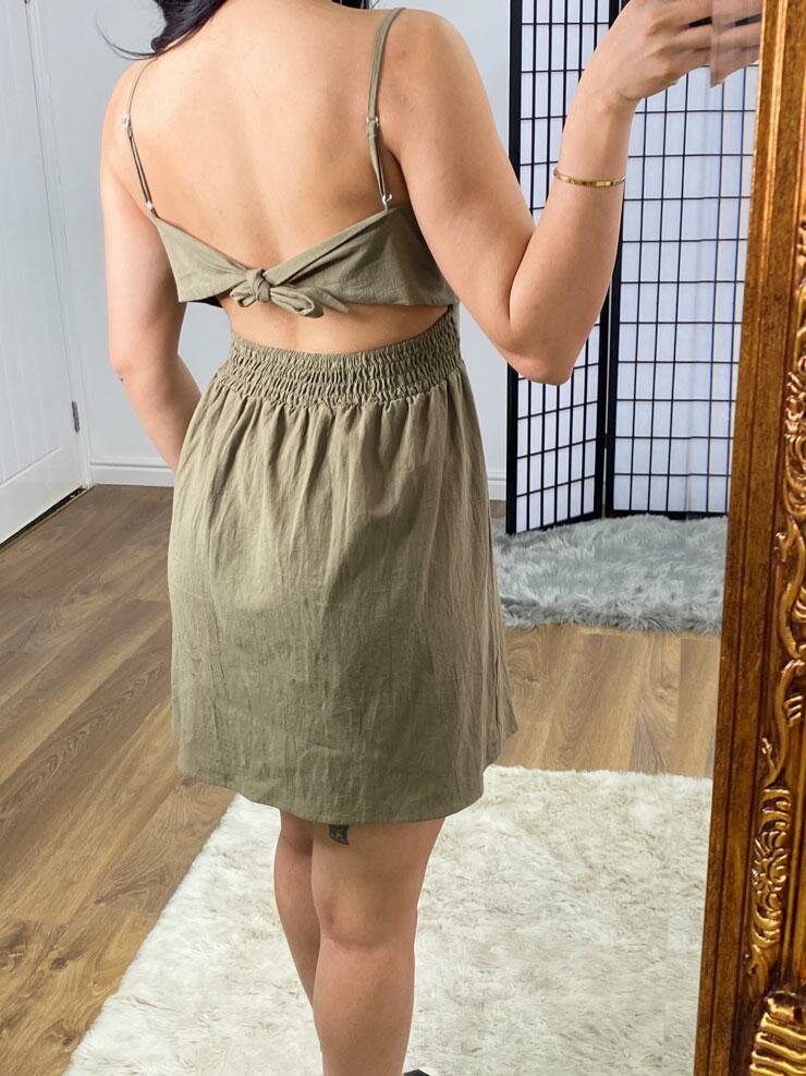 Rayley Linen Tie Back Button Dress