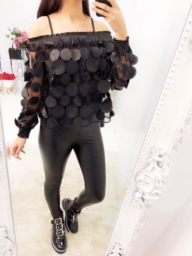 Riggs Petal Detail Bardot Mesh Top