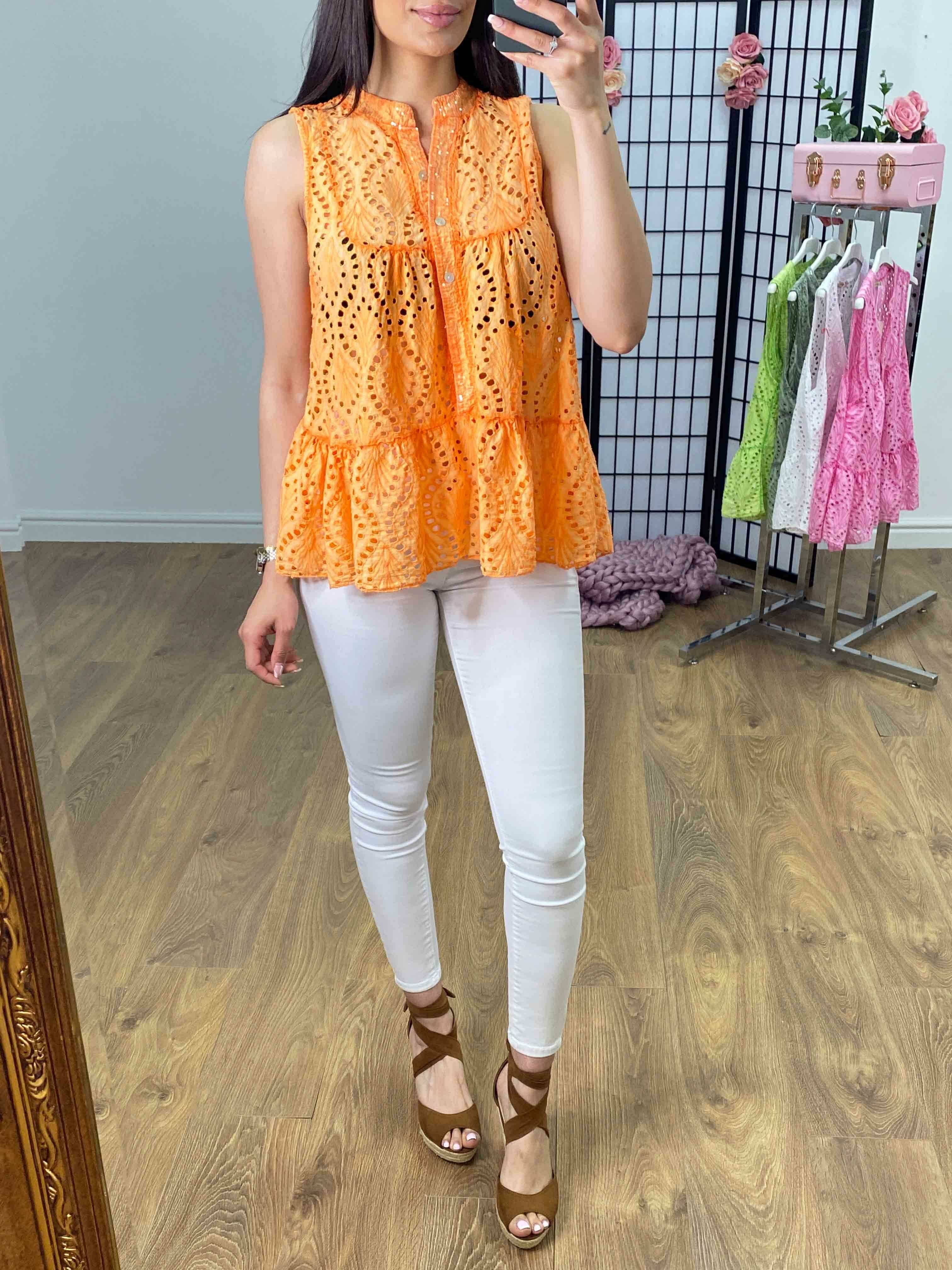 Rinner Broderie Peplum Smock Top