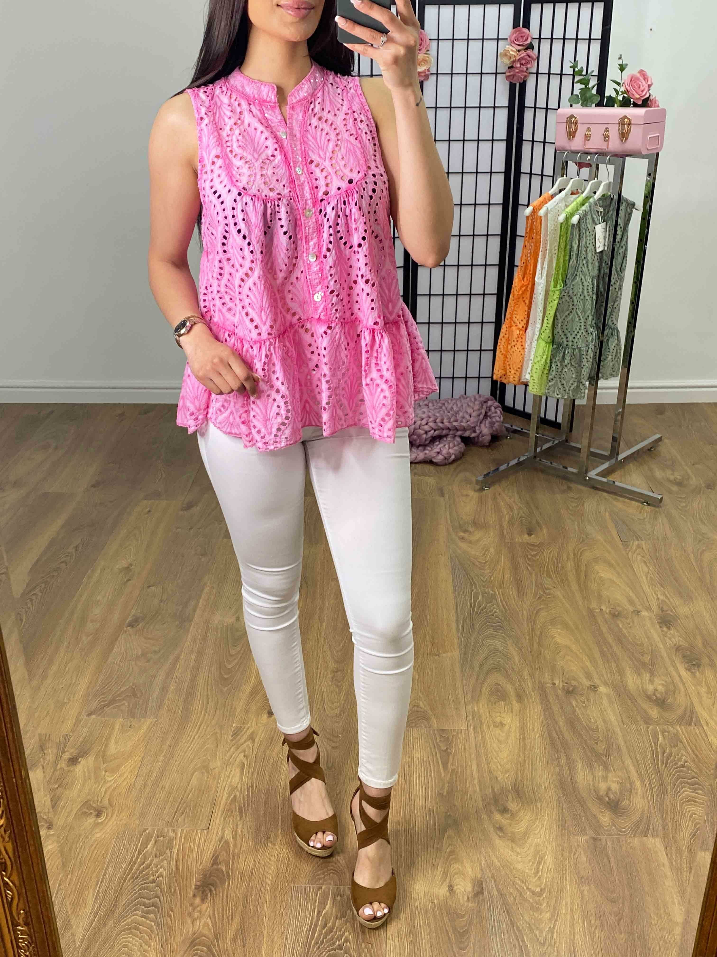 Rinner Broderie Peplum Smock Top