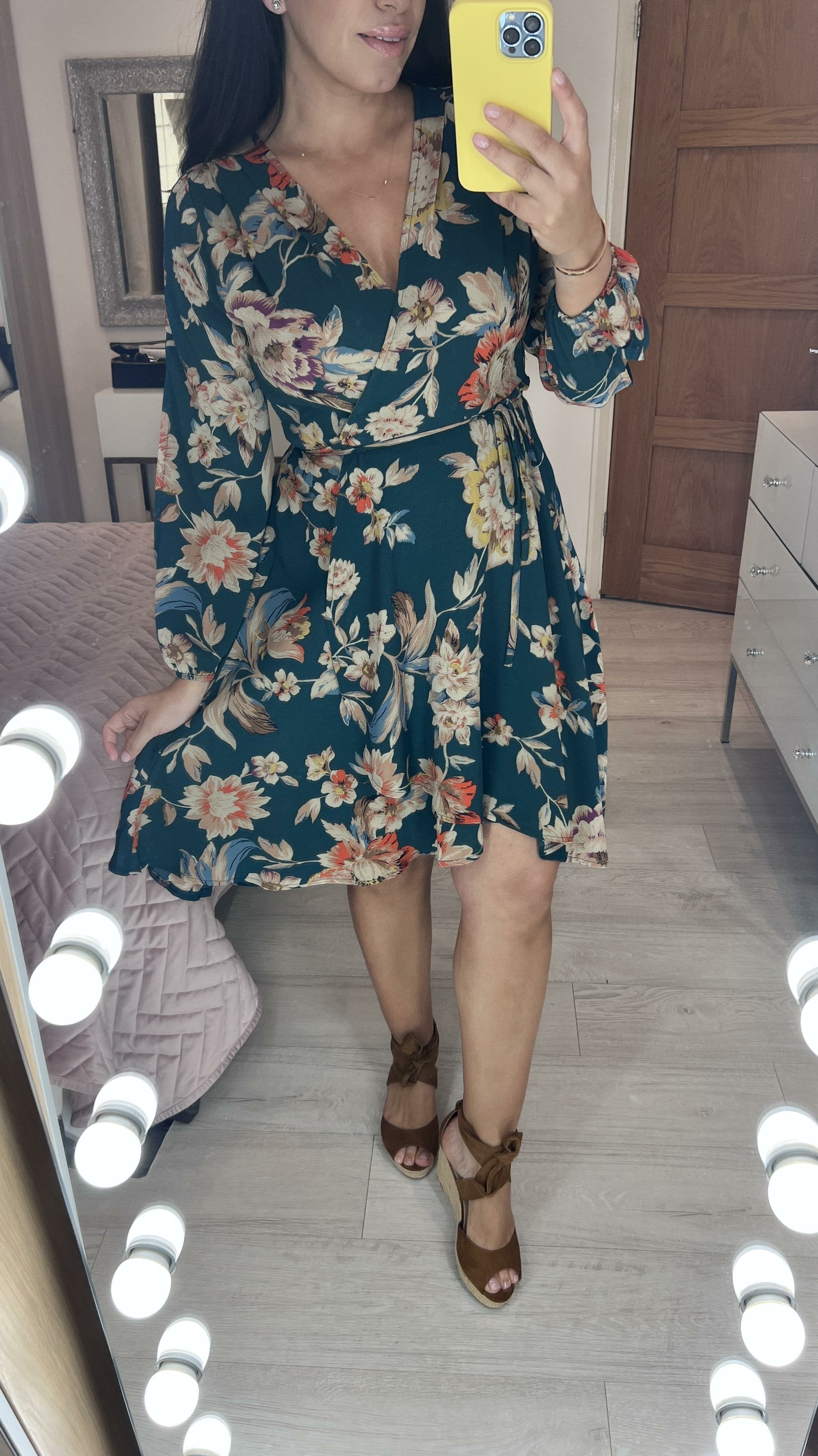 Rio Emerald Floral Wrap Dress
