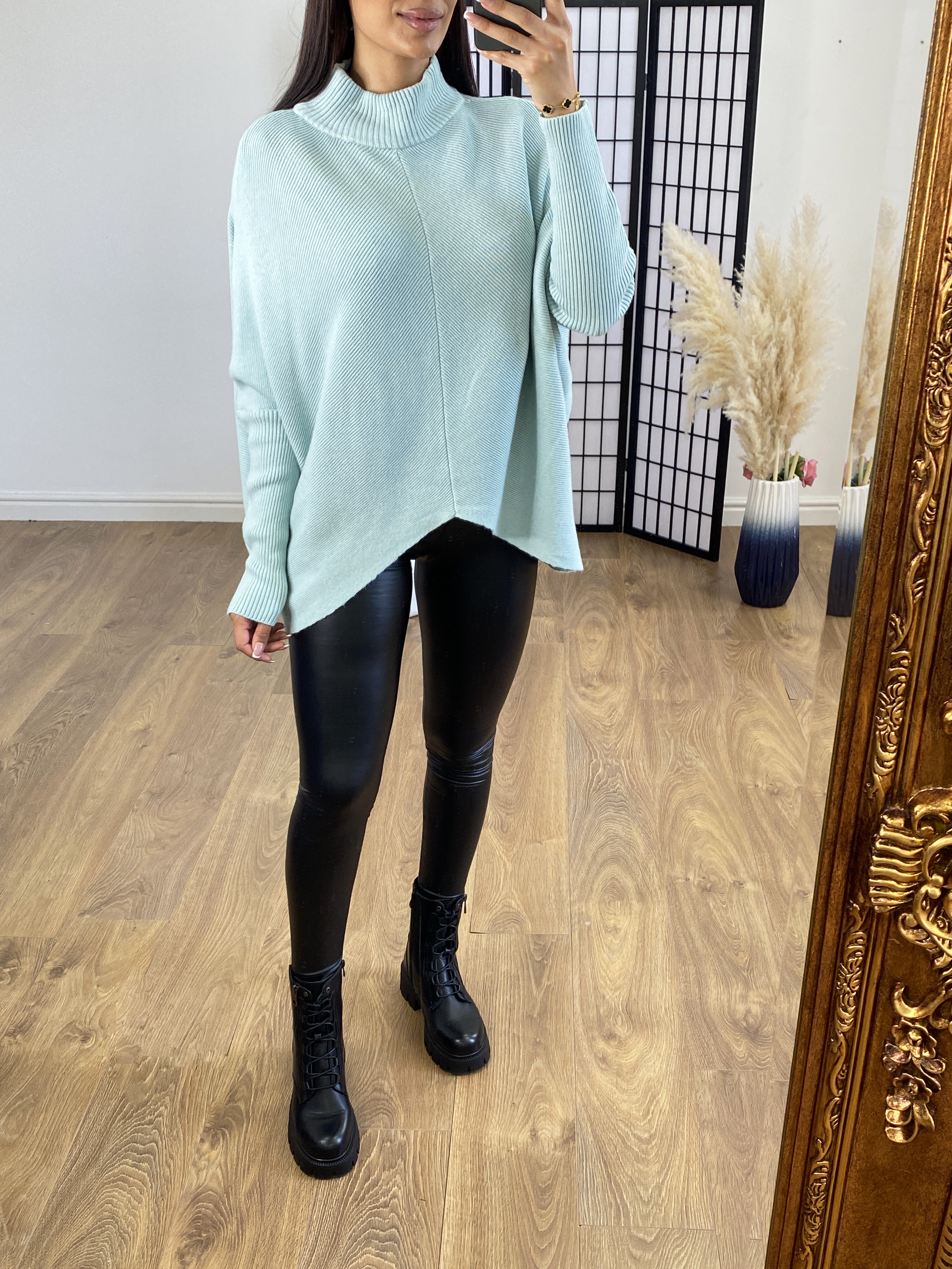Rokeby Ribbed High Collar Batwing Jumper